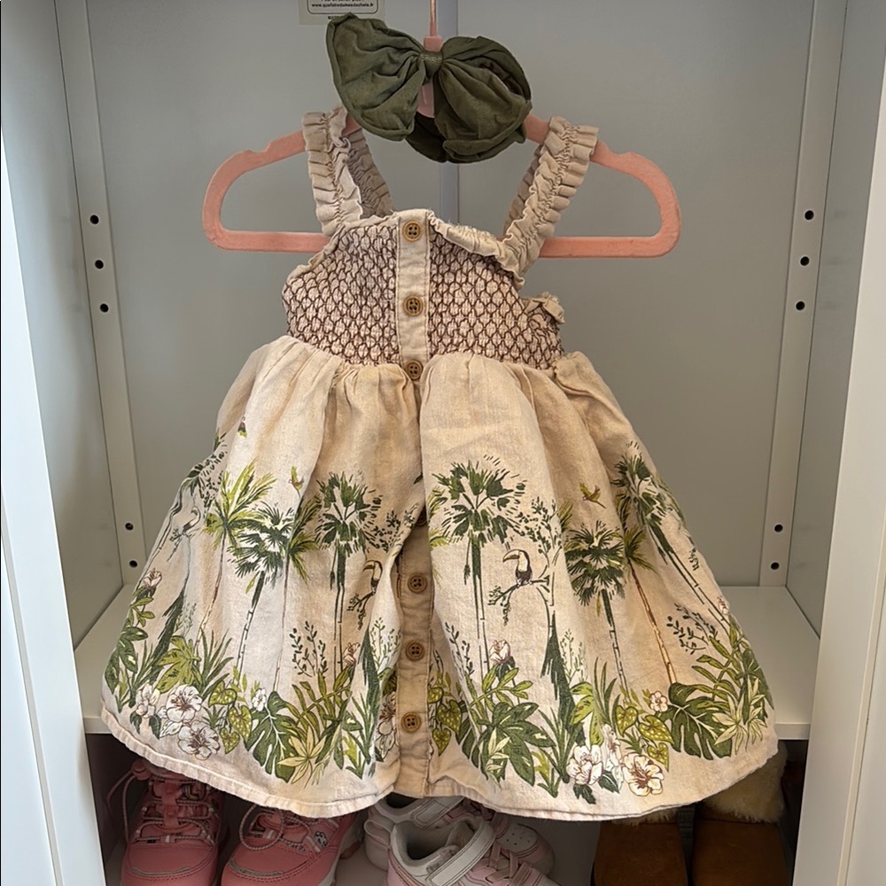 Tropical Print Baby Dress with Ruffle Straps